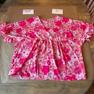 Vibrant Floral Pink Blouse
